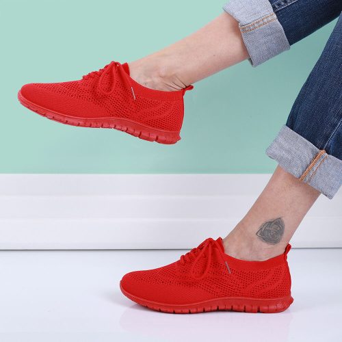 Női piros fűzős zoknicipő