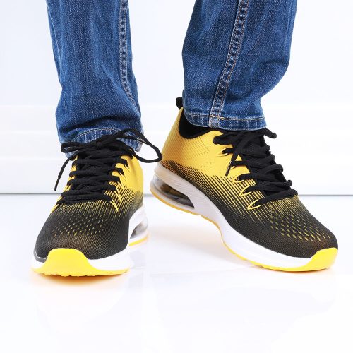 Férfi sárga-fekete sportcipő légpárnás sarokkal