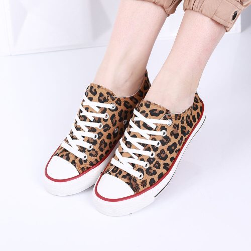 Női leopárd mintás vászon tornacipő