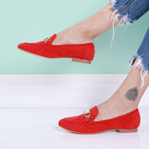 Női piros belebújós utcai cipő