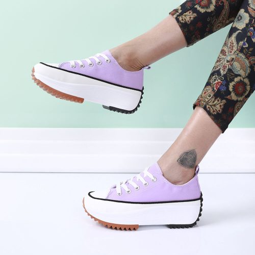 Női lila vászon platform tornacipő