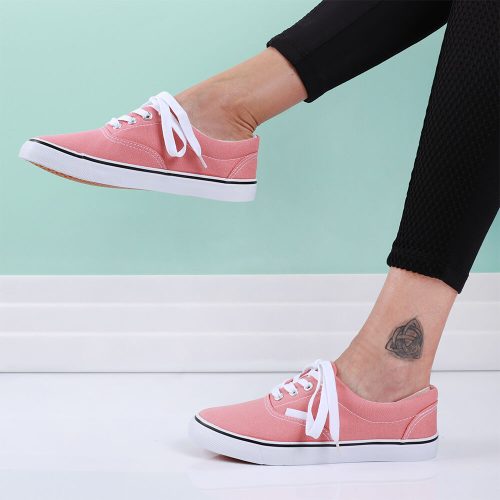 Női rózsaszín vászon tornacipő